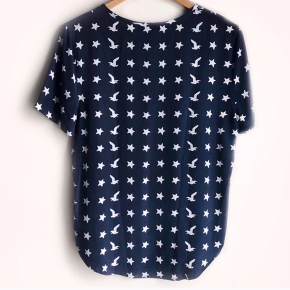 Equipment White Stars & Birds Blouse Top - Small - Picture 2 of 4